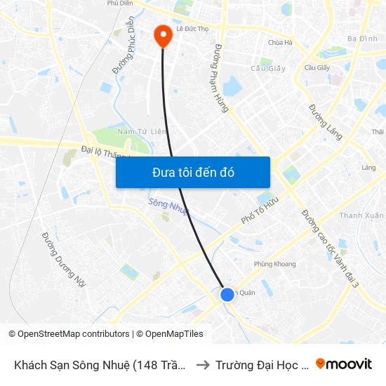 Khách Sạn Sông Nhuệ (148 Trần Phú- Hà Đông) to Trường Đại Học Hòa Bình map