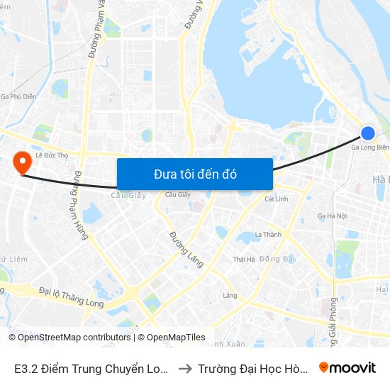 E3.2 Điểm Trung Chuyển Long Biên to Trường Đại Học Hòa Bình map