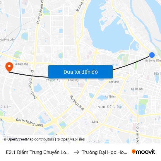 E3.1 Điểm Trung Chuyển Long Biên to Trường Đại Học Hòa Bình map