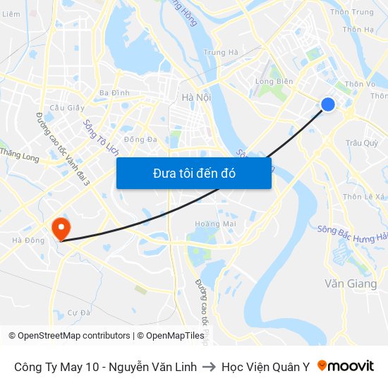 Công Ty May 10 - Nguyễn Văn Linh to Học Viện Quân Y map