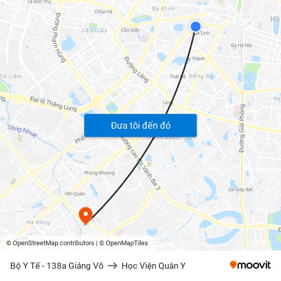 Bộ Y Tế - 138a Giảng Võ to Học Viện Quân Y map