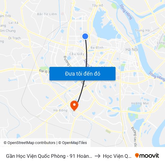 Gần Học Viện Quốc Phòng - 91 Hoàng Quốc Việt to Học Viện Quân Y map