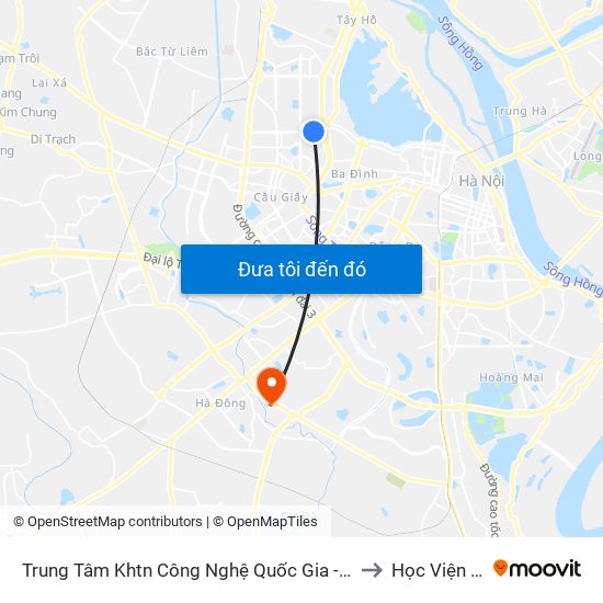 Trung Tâm Khtn Công Nghệ Quốc Gia - 18 Hoàng Quốc Việt to Học Viện Quân Y map