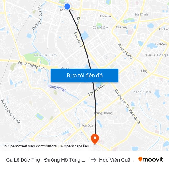 Ga Lê Đức Thọ - Đường Hồ Tùng Mậu to Học Viện Quân Y map