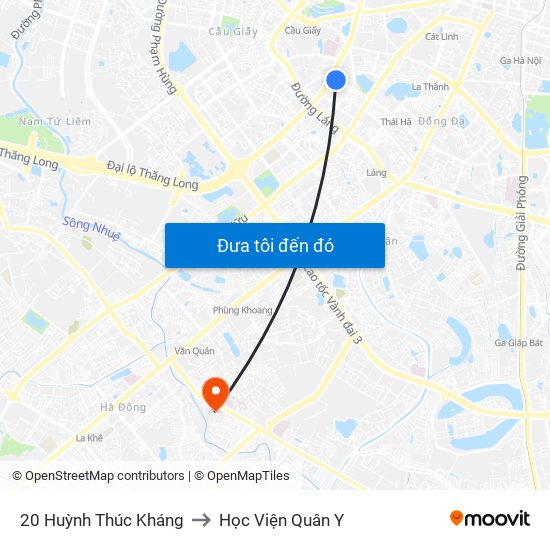 20 Huỳnh Thúc Kháng to Học Viện Quân Y map