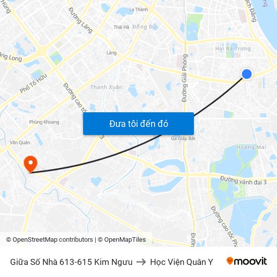 Giữa Số Nhà 613-615 Kim Ngưu to Học Viện Quân Y map