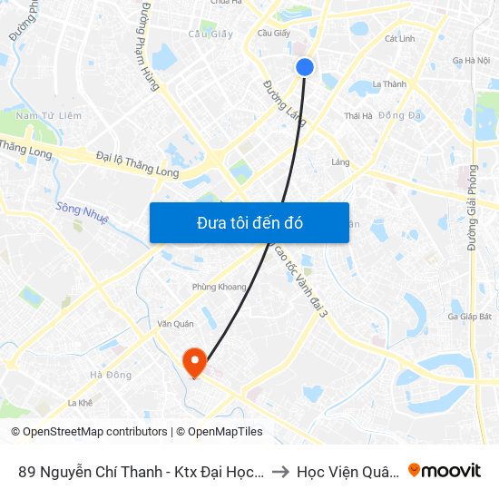 89 Nguyễn Chí Thanh - Ktx Đại Học Luật to Học Viện Quân Y map