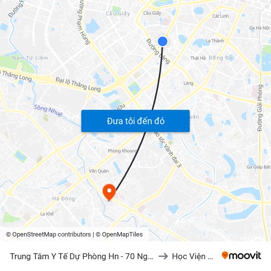 Trung Tâm Y Tế Dự Phòng Hn - 70 Nguyễn Chí Thanh to Học Viện Quân Y map