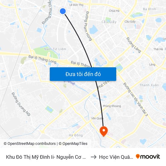 Khu Đô Thị Mỹ Đình Ii- Nguyễn Cơ Thạch to Học Viện Quân Y map