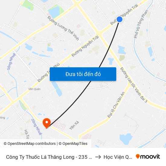 Công Ty Thuốc Lá Thăng Long - 235 Nguyễn Trãi to Học Viện Quân Y map