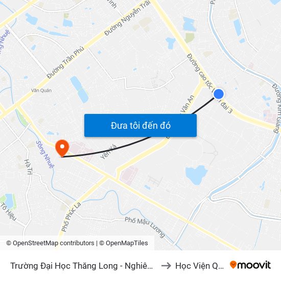 Trường Đại Học Thăng Long - Nghiêm Xuân Yêm to Học Viện Quân Y map