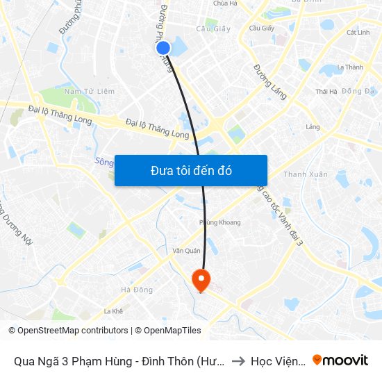 Qua Ngã 3 Phạm Hùng - Đình Thôn (Hướng Đi Phạm Văn Đồng) to Học Viện Quân Y map