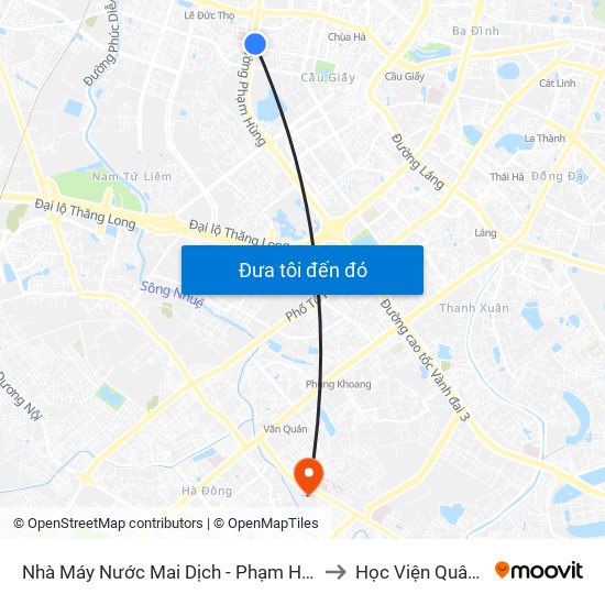 Đối Diện Bệnh Viện Đa Khoa Y Học Cổ Truyền - Phạm Hùng to Học Viện Quân Y map