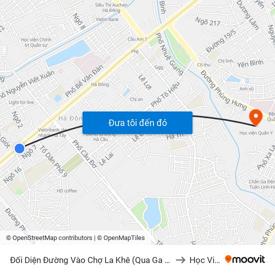 Đối Diện Đường Vào Chợ La Khê (Qua Ga Metro La Khê) - 405 Quang Trung (Hà Đông) to Học Viện Quân Y map