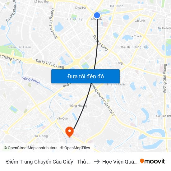 Điểm Trung Chuyển Cầu Giấy - Thủ Lệ 02 to Học Viện Quân Y map