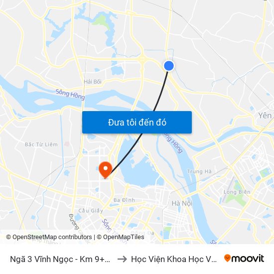 Ngã 3 Vĩnh Ngọc - Km 9+230 Quốc Lộ 3 to Học Viện Khoa Học Và Công Nghệ map