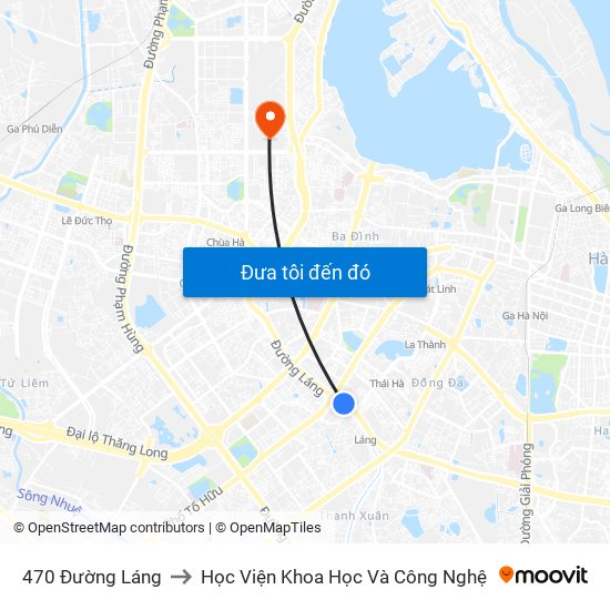 470 Đường Láng to Học Viện Khoa Học Và Công Nghệ map