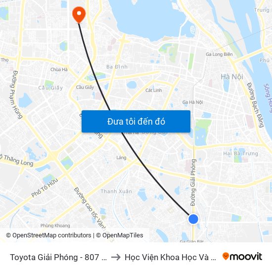 Toyota Giải Phóng - 807 Giải Phóng to Học Viện Khoa Học Và Công Nghệ map