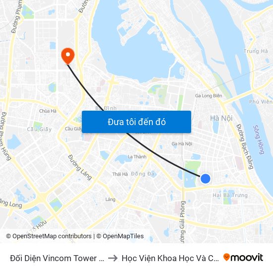 Đối Diện Vincom Tower - Bà Triệu to Học Viện Khoa Học Và Công Nghệ map