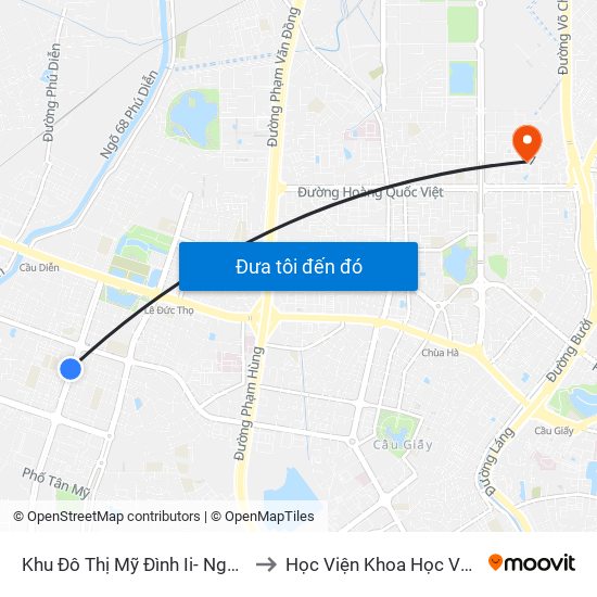 Khu Đô Thị Mỹ Đình Ii- Nguyễn Cơ Thạch to Học Viện Khoa Học Và Công Nghệ map