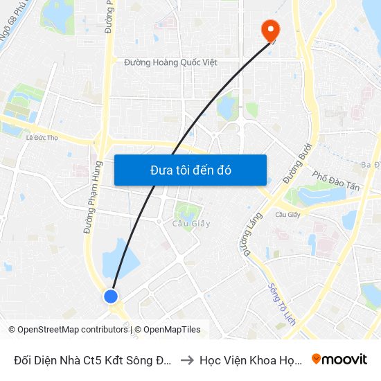 Đối Diện Nhà Ct5 Kđt Sông Đà Mỹ Đình - Phạm Hùng to Học Viện Khoa Học Và Công Nghệ map