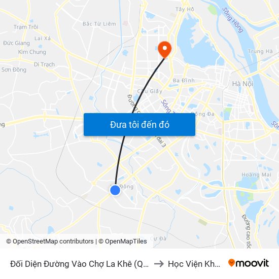 Đối Diện Đường Vào Chợ La Khê (Qua Ga Metro La Khê) - 405 Quang Trung (Hà Đông) to Học Viện Khoa Học Và Công Nghệ map