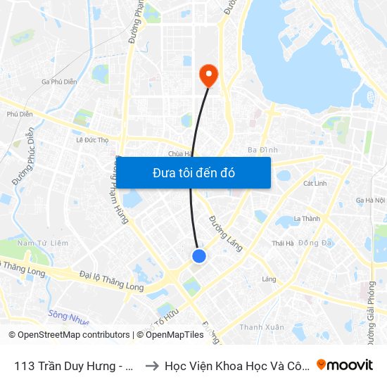 113 Trần Duy Hưng - Bộ Khcn to Học Viện Khoa Học Và Công Nghệ map