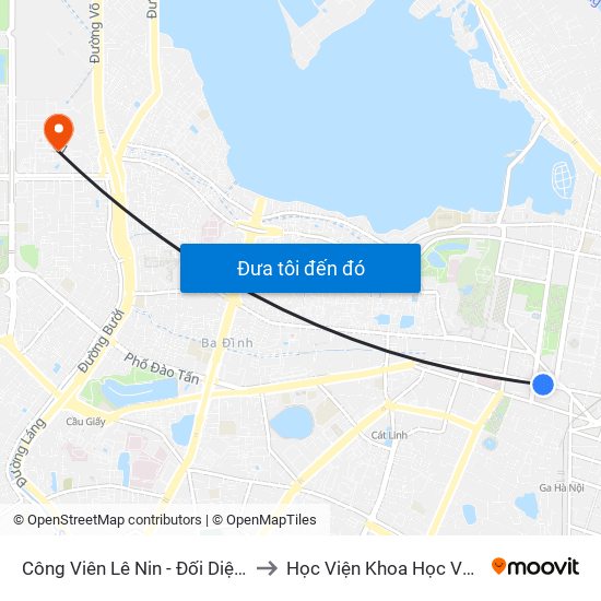 Công Viên Lê Nin - Đối Diện 35 Trần Phú to Học Viện Khoa Học Và Công Nghệ map