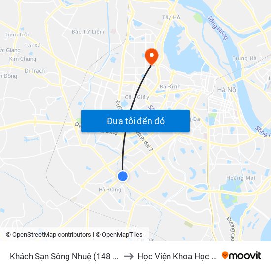 Khách Sạn Sông Nhuệ (148 Trần Phú- Hà Đông) to Học Viện Khoa Học Và Công Nghệ map