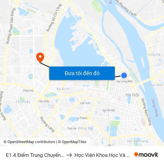 E1.4 Điểm Trung Chuyển Long Biên to Học Viện Khoa Học Và Công Nghệ map