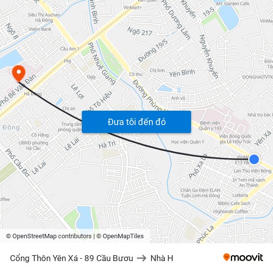 Cổng Thôn Yên Xá - 89 Cầu Bươu to Nhà H map