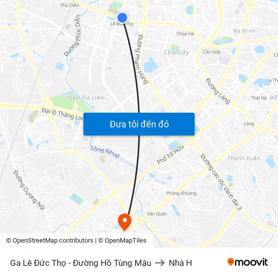 Ga Lê Đức Thọ - Đường Hồ Tùng Mậu to Nhà H map