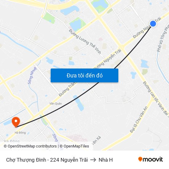 Chợ Thượng Đình - 224 Nguyễn Trãi to Nhà H map