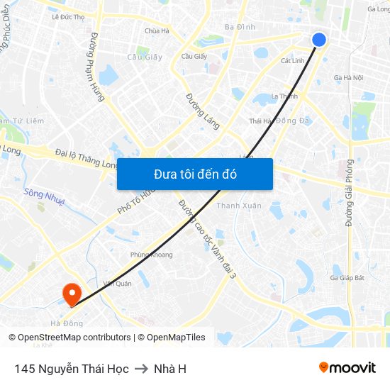 145 Nguyễn Thái Học to Nhà H map