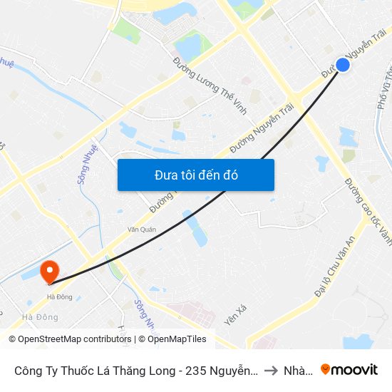 Công Ty Thuốc Lá Thăng Long - 235 Nguyễn Trãi to Nhà H map