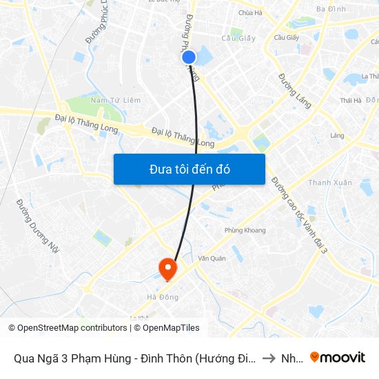 Qua Ngã 3 Phạm Hùng - Đình Thôn (Hướng Đi Phạm Văn Đồng) to Nhà H map