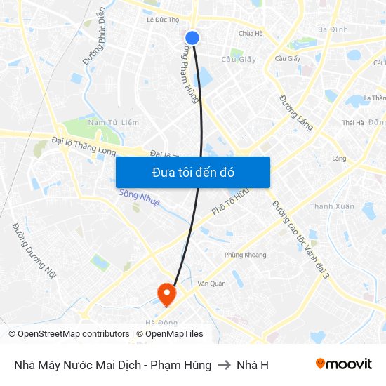 Nhà Máy Nước Mai Dịch - Phạm Hùng to Nhà H map