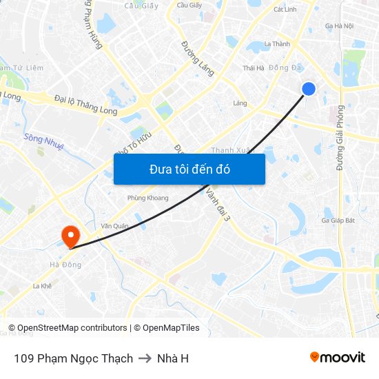 109 Phạm Ngọc Thạch to Nhà H map