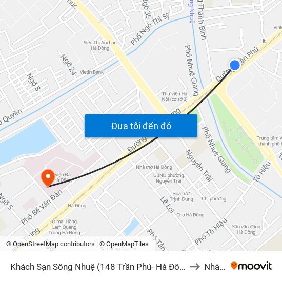 Khách Sạn Sông Nhuệ (148 Trần Phú- Hà Đông) to Nhà H map