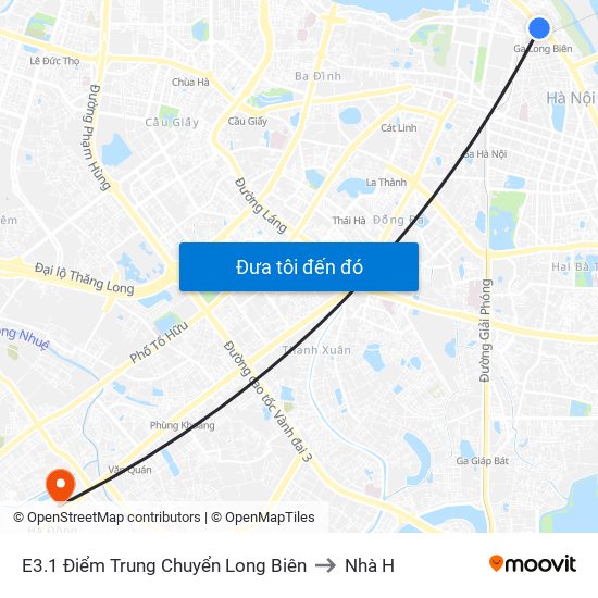 E3.1 Điểm Trung Chuyển Long Biên to Nhà H map