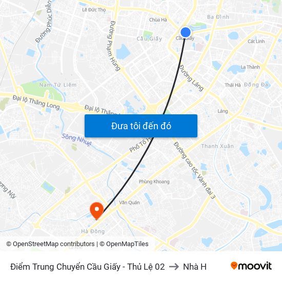 Điểm Trung Chuyển Cầu Giấy - Thủ Lệ 02 to Nhà H map