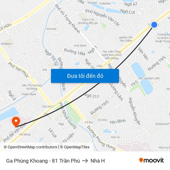 Ga Phùng Khoang - 81 Trần Phú to Nhà H map