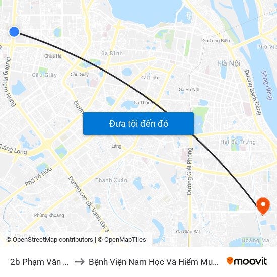 2b Phạm Văn Đồng to Bệnh Viện Nam Học Và Hiếm Muộn Hà Nội map