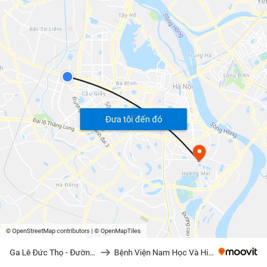 Ga Lê Đức Thọ - Đường Hồ Tùng Mậu to Bệnh Viện Nam Học Và Hiếm Muộn Hà Nội map