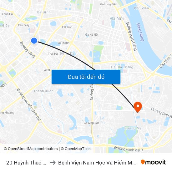 20 Huỳnh Thúc Kháng to Bệnh Viện Nam Học Và Hiếm Muộn Hà Nội map