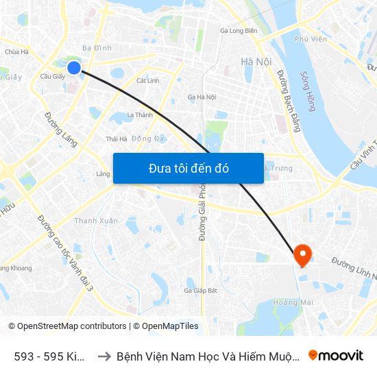 593 - 595 Kim Mã to Bệnh Viện Nam Học Và Hiếm Muộn Hà Nội map