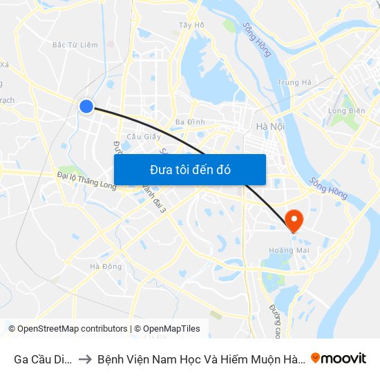 Ga Cầu Diễn to Bệnh Viện Nam Học Và Hiếm Muộn Hà Nội map