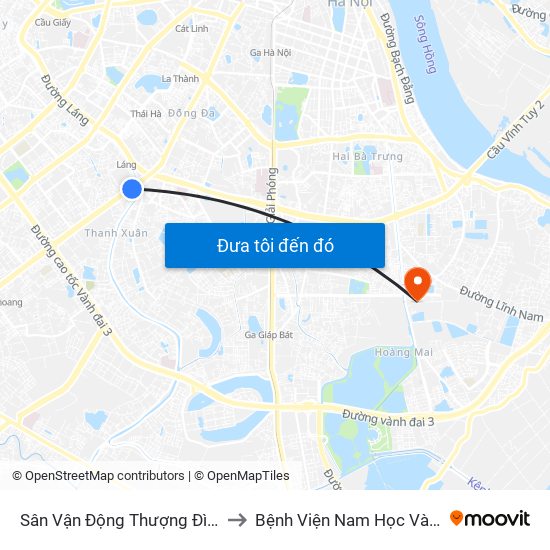 Sân Vận Động Thượng Đình - 129 Nguyễn Trãi to Bệnh Viện Nam Học Và Hiếm Muộn Hà Nội map