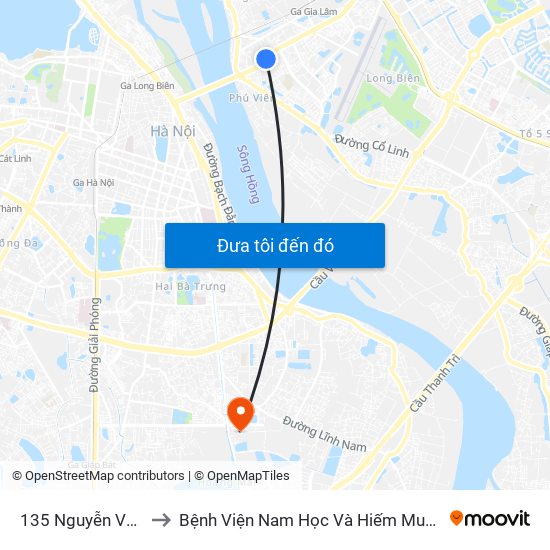 135 Nguyễn Văn Cừ to Bệnh Viện Nam Học Và Hiếm Muộn Hà Nội map