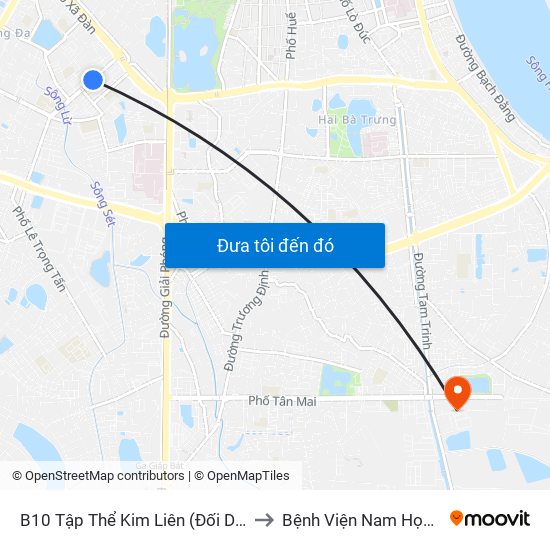 B10 Tập Thể Kim Liên (Đối Diện Ngõ 46b Phạm Ngọc Thạch) to Bệnh Viện Nam Học Và Hiếm Muộn Hà Nội map